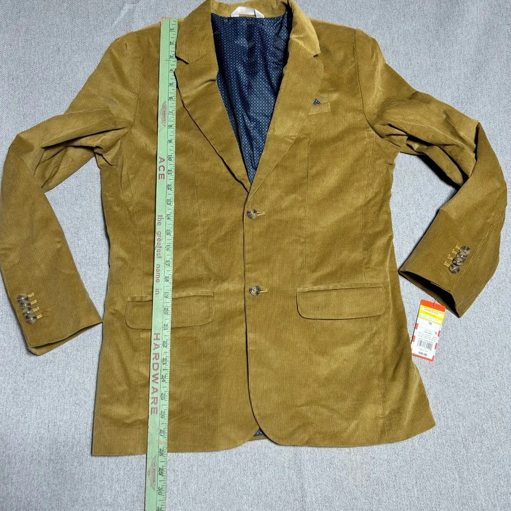 Cat & Jack Boys Corduroy Blazer Jacket Size 16 Brown Mustard Suit Coat NWT
